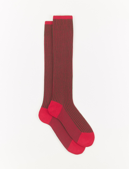 Women's long ruby red twin-rib cotton socks - Special Selection | Gallo 1927 - Official Online Shop