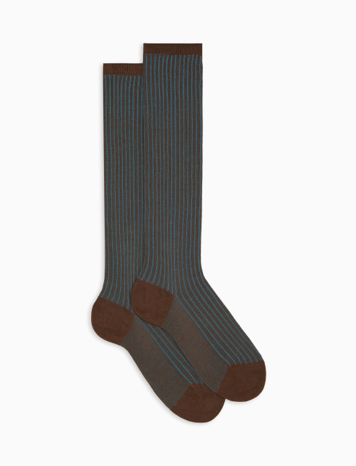 Women's long brown twin-rib cotton socks - Socks | Gallo 1927 - Official Online Shop