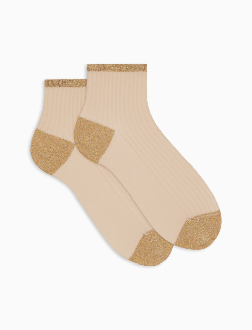 Women's super short white polyamide and glitter twin-rib socks - Socks | Gallo 1927 - Official Online Shop