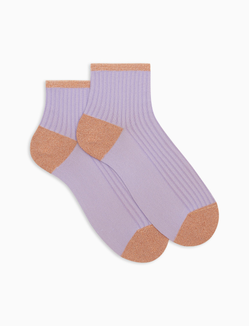 Women's super short lavander polyamide and lurex socks with twin rib - Twin rib | Gallo 1927 - Official Online Shop