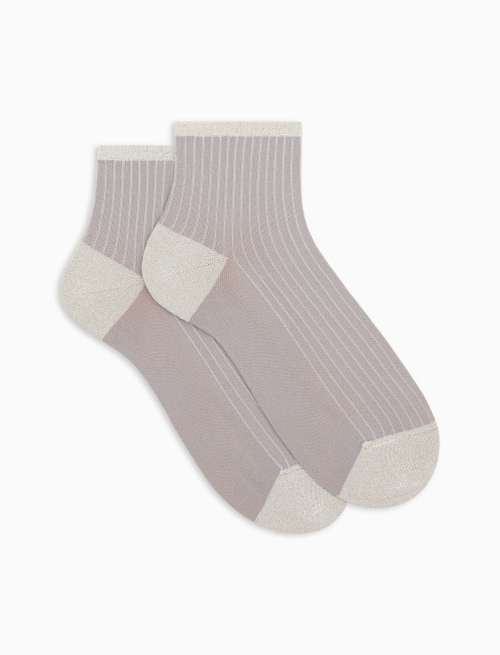 Women's super short grey polyamide/lurex twin-rib socks - Woman | Gallo 1927 - Official Online Shop