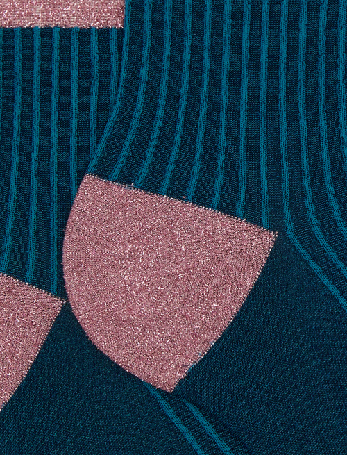 Women's super short blue polyamide and glitter twin-rib socks - Socks | Gallo 1927 - Official Online Shop