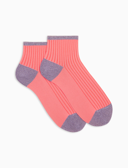 Women's super short neon calendula polyamide and lurex socks with twin rib - Socks | Gallo 1927 - Official Online Shop