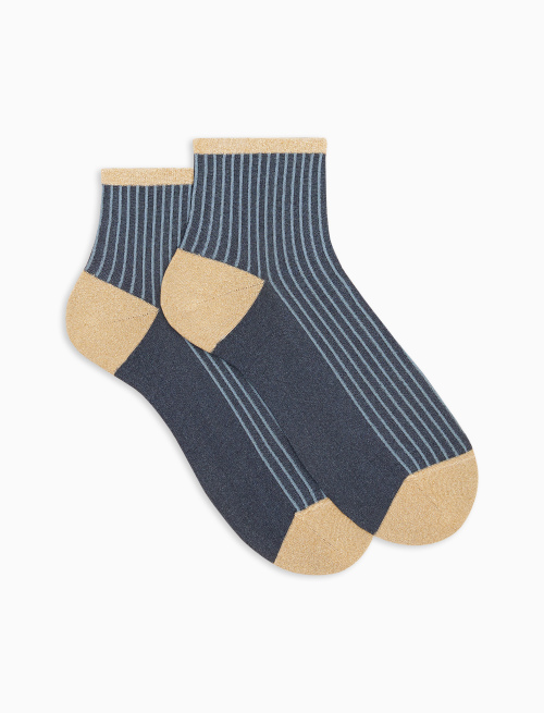 Women's super short sky blue polyamide and lurex socks with twin rib - Woman | Gallo 1927 - Official Online Shop