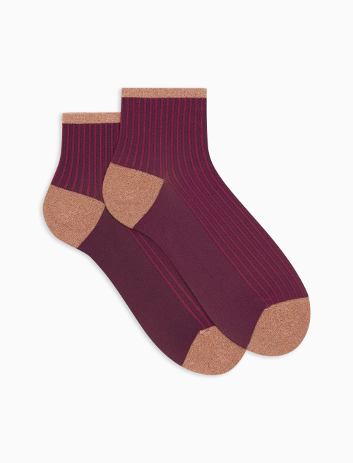 Women's super short fuchsia polyamide and glitter twin-rib socks - Super short | Gallo 1927 - Official Online Shop