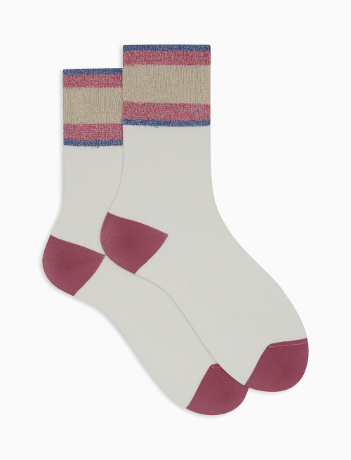Calze corte donna cotone tinta unita a coste polso righe con effetto scintillante bianco - Gift ideas | Gallo 1927 - Official Online Shop