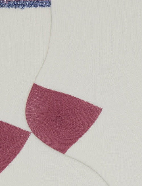 Calze corte donna cotone tinta unita a coste polso righe con effetto scintillante bianco - Corte | Gallo 1927 - Official Online Shop