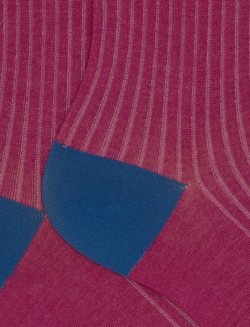 Calze corte donna cotone tinta unita a coste polso righe con effetto scintillante fucsia - Corte | Gallo 1927 - Official Online Shop