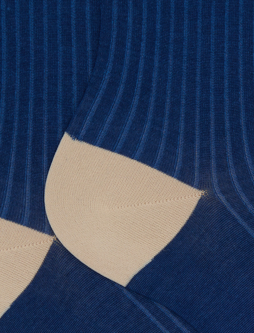 Calze corte donna cotone tinta unita a coste polso righe con effetto scintillante blu - Corte | Gallo 1927 - Official Online Shop