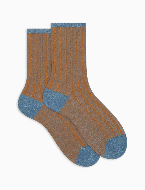 Calze corte donna twin rib spaziata con effetto scintillante arancio - Corte | Gallo 1927 - Official Online Shop