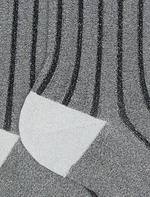 Women's short silver/black socks in spaced twin-rib polyamide with lurex | Gallo 1927 - Official Online Shop