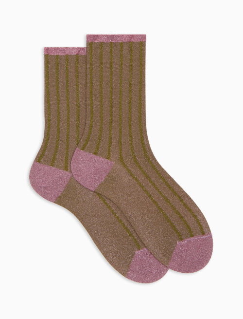 Calze corte donna twin rib spaziata con effetto scintillante verde - Donna | Gallo 1927 - Official Online Shop