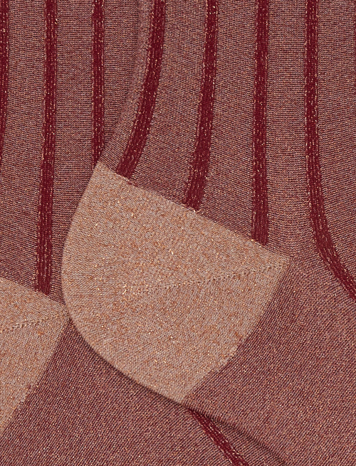 Women's short burgundy socks in spaced twin-rib polyamide with glitter - Socks | Gallo 1927 - Official Online Shop