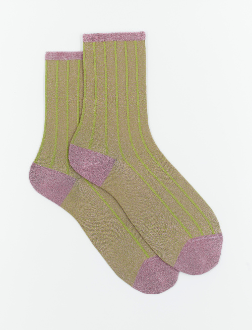 Women's short petal socks in spaced twin-rib polyamide with lurex - Twin rib | Gallo 1927 - Official Online Shop