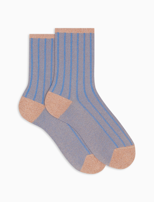 Women's short copper socks in spaced twin-rib polyamide with lurex - Twin rib | Gallo 1927 - Official Online Shop