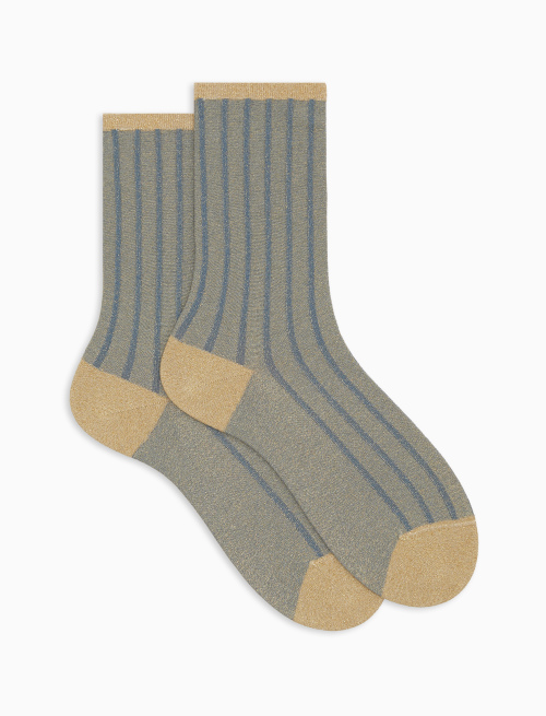 Women's short light blue glitter and spaced twin-rib socks - Short | Gallo 1927 - Official Online Shop