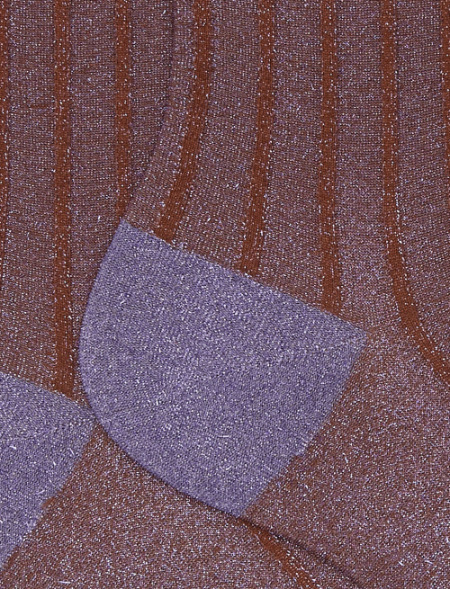Women's short purple socks in spaced twin-rib polyamide with glitter - Socks | Gallo 1927 - Official Online Shop