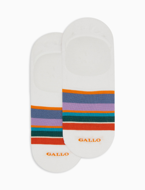 Men's white cotton invisible socks with multicoloured stripes - Peds | Gallo 1927 - Official Online Shop