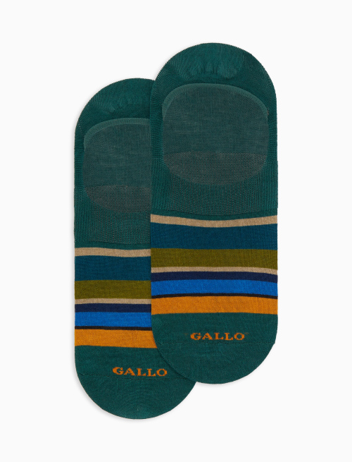 Men's green cotton invisible socks with multicoloured stripes - Peds | Gallo 1927 - Official Online Shop