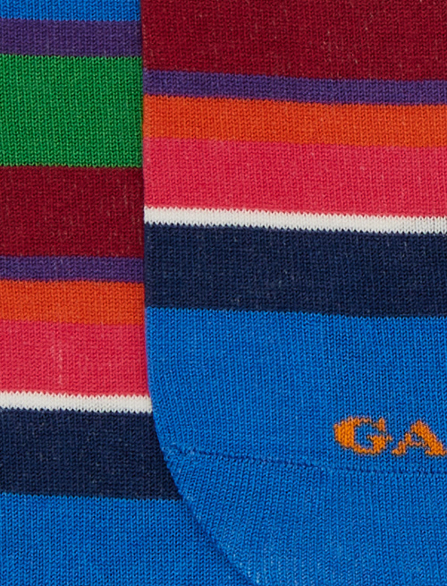 Women's light blue cotton invisible socks with multicoloured stripes - Woman | Gallo 1927 - Official Online Shop