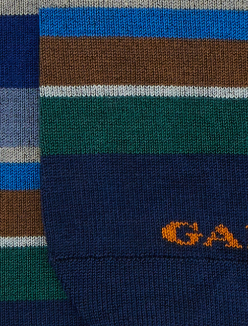 Women's blue cotton invisible socks with multicoloured stripes - Woman | Gallo 1927 - Official Online Shop
