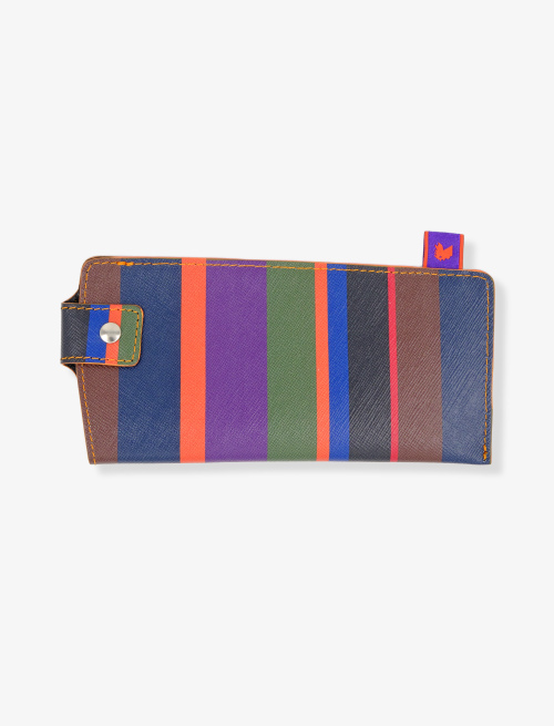 Unisex royal blue leather glasses case with multicoloured stripes - Gift ideas | Gallo 1927 - Official Online Shop