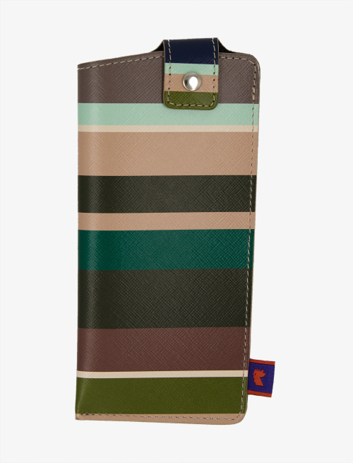 Unisex army leather glasses case with multicoloured stripes | Gallo 1927 - Official Online Shop