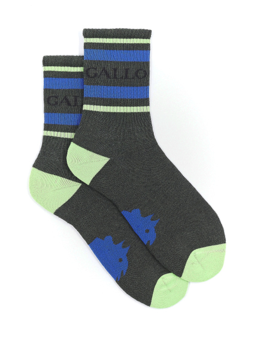 Men's short forest green cotton terry cloth socks with Gallo writing - Athleisure | Gallo 1927 - Official Online Shop