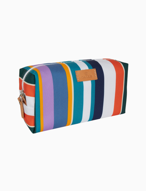 Unisex white bowler pouch bag with multicoloured stripes - Accessories | Gallo 1927 - Official Online Shop