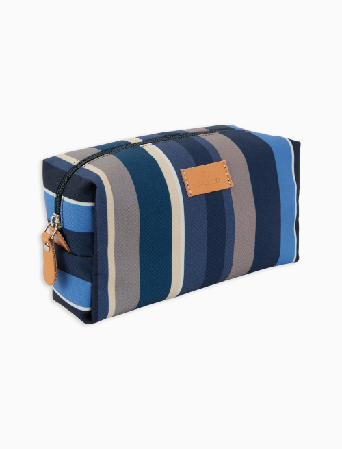 Unisex bowler pouch bag in blue with multicoloured stripes - Small Leather Goods | Gallo 1927 - Official Online Shop