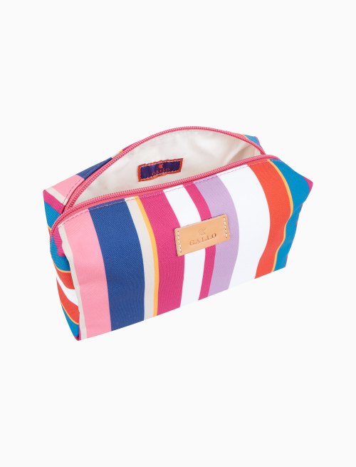 Unisex white bowler pouch bag with multicoloured stripes - Small Leather Goods | Gallo 1927 - Official Online Shop