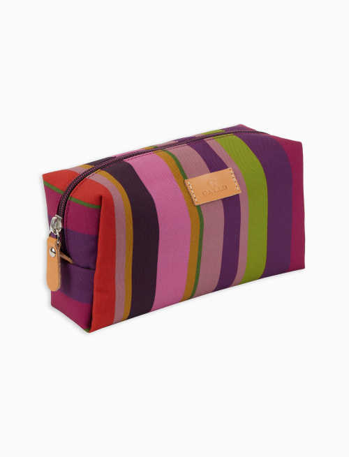 Unisex bowler pouch bag in purple with multicoloured stripes - Small Leather Goods | Gallo 1927 - Official Online Shop