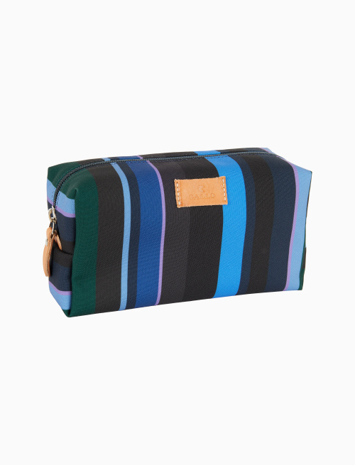 Unisex bowler pouch bag in blue with multicoloured stripes - Leather Goods | Gallo 1927 - Official Online Shop