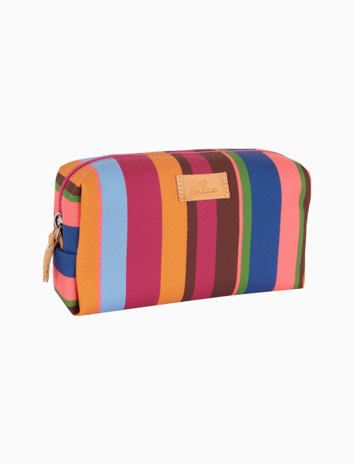 Unisex bowler pouch bag in fuchsia with multicoloured stripes - Small Leather Goods | Gallo 1927 - Official Online Shop