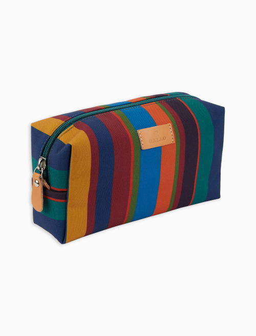 Unisex bowler pouch bag in blue with multicoloured stripes - Small Leather Goods | Gallo 1927 - Official Online Shop