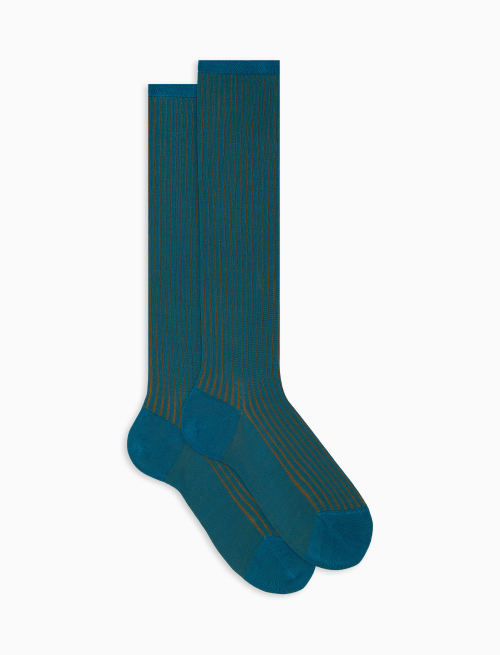Women's long light blue plated cotton socks - Socks | Gallo 1927 - Official Online Shop