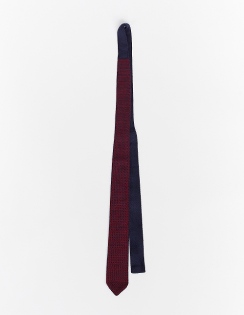 Men's blue wool tie with houndstooth motif - Ties and Papillon | Gallo 1927 - Official Online Shop