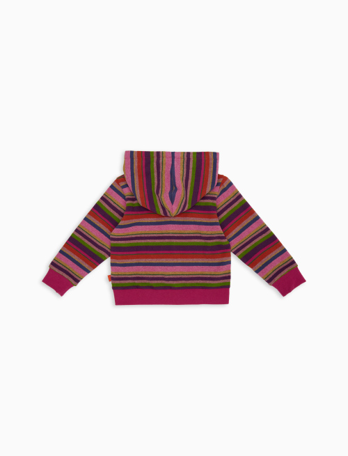 Kids' purple fleece hooded sweatshirt with multicoloured stripes - Black Friday Kids | Gallo 1927 - Official Online Shop