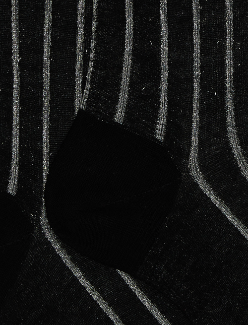Men's long black socks in spaced twin-rib cotton with lurex - Long | Gallo 1927 - Official Online Shop