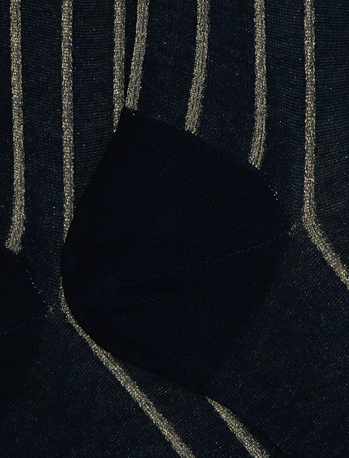 Men's long ocean blue socks in spaced twin-rib cotton with lurex - Long | Gallo 1927 - Official Online Shop