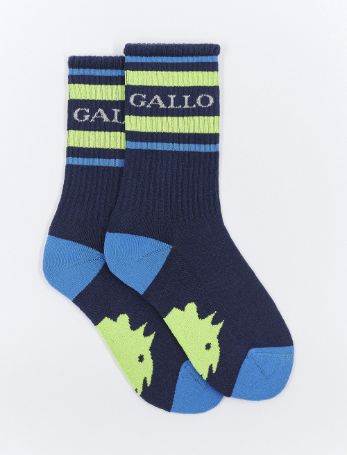 Kids' short royal blue cotton terry cloth socks with Gallo writing - Special Selection | Gallo 1927 - Official Online Shop