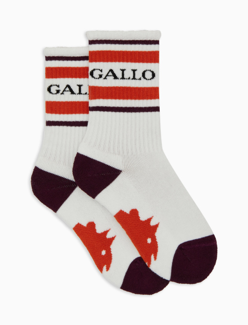 Kids' short white cotton terry cloth socks with Gallo writing - Sport and Terry socks | Gallo 1927 - Official Online Shop