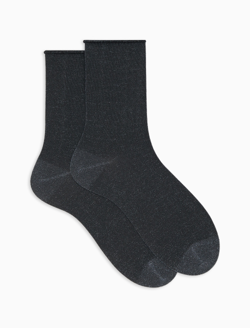 Women's short plain grey lurex socks - The Classics | Gallo 1927 - Official Online Shop