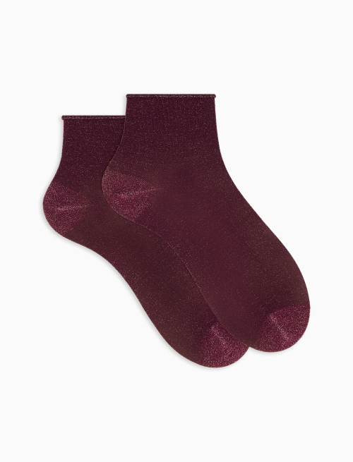 Women's super short plain wine red lurex socks | Gallo 1927 - Official Online Shop