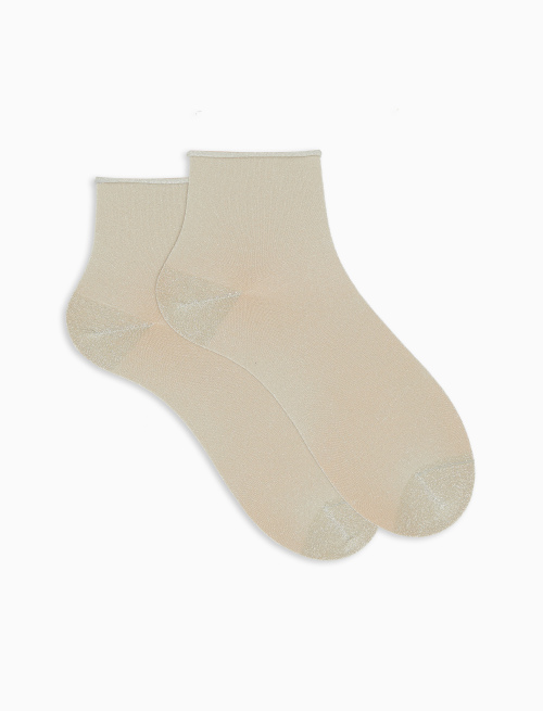 Women's super short plain platinum lurex socks | Gallo 1927 - Official Online Shop