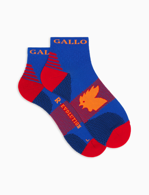 Men's super short technical cobalt socks with chevron motif - Man | Gallo 1927 - Official Online Shop