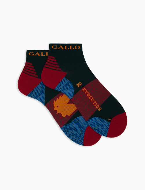 Men's super short technical green socks with chevron motif - Sport and Terry socks | Gallo 1927 - Official Online Shop