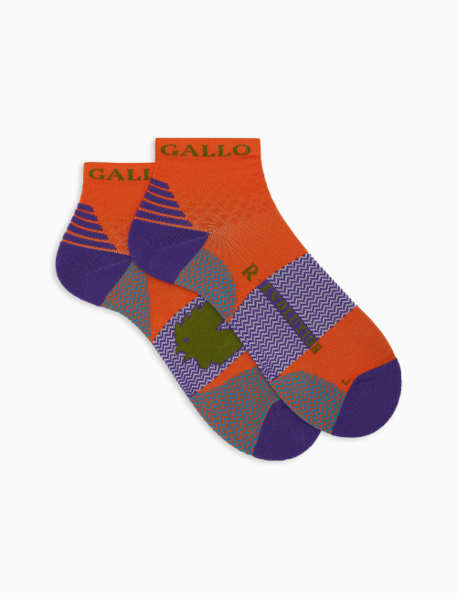Women's super short technical orange socks with chevron motif - Sport and Terry socks | Gallo 1927 - Official Online Shop