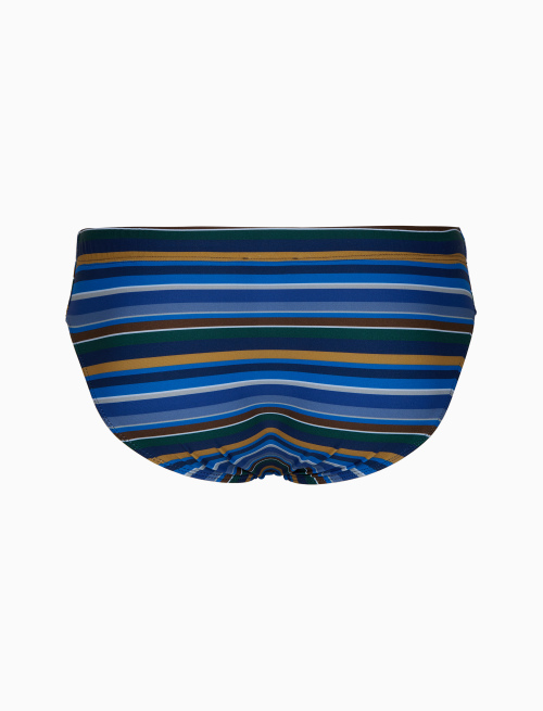 Men's blue swimming briefs with multicoloured stripes - Beachwear | Gallo 1927 - Official Online Shop