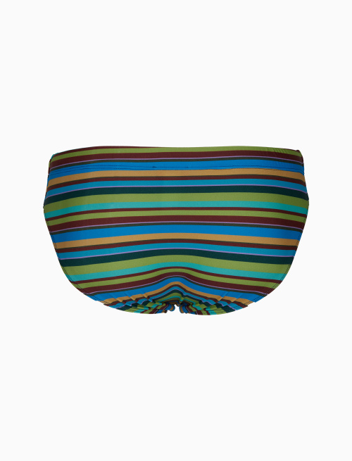 Men's green swimming briefs with multicoloured stripes - Beachwear | Gallo 1927 - Official Online Shop